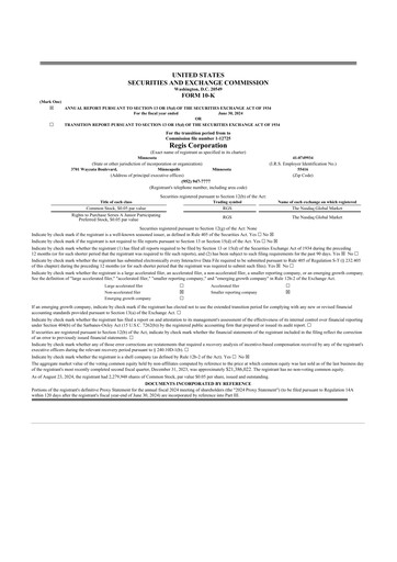 Thumbnail Regis Corporation
 10-K Annual Report 2024