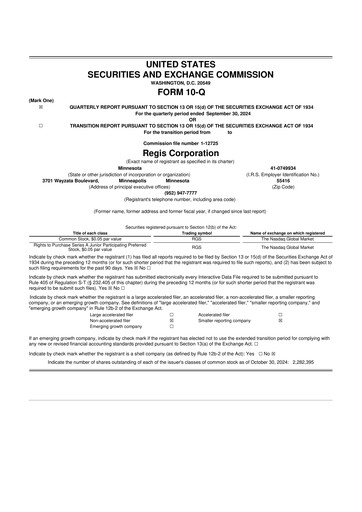 Thumbnail Regis Corporation
 10-Q Quarterly Report FY2025 