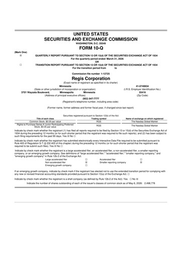 Thumbnail Regis Corporation
 10-Q Quarterly Report FY2026 