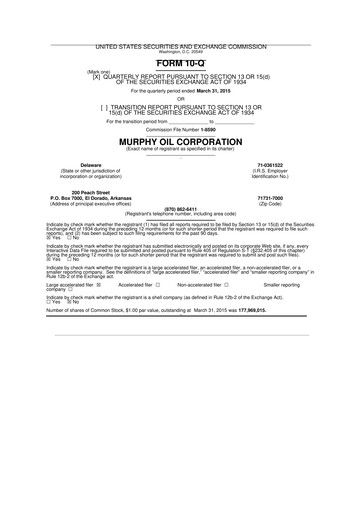 Thumbnail Murphy Oil
 10-Q Quarterly Report FY2015 