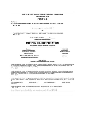 Thumbnail Murphy Oil
 10-Q Quarterly Report FY2015 