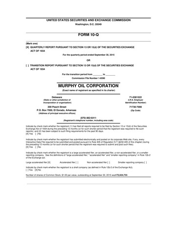 Thumbnail Murphy Oil
 10-Q Quarterly Report FY2015 