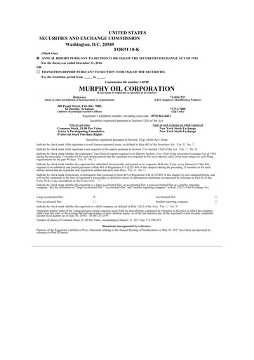 Thumbnail Murphy Oil
 10-K Annual Report 2016