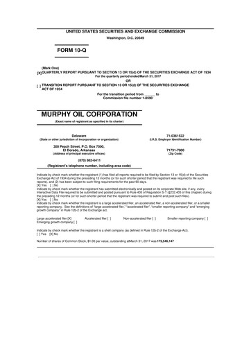 Thumbnail Murphy Oil
 10-Q Quarterly Report FY2017 