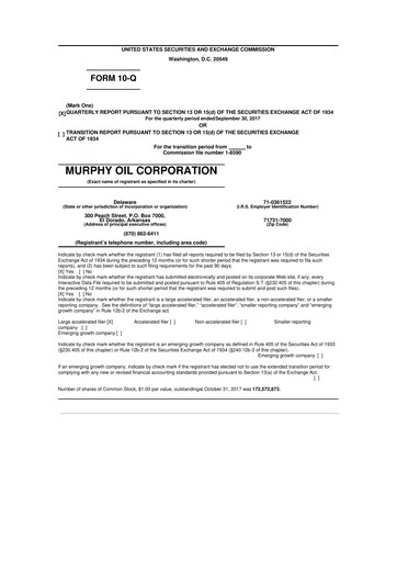 Thumbnail Murphy Oil
 10-Q Quarterly Report FY2017 