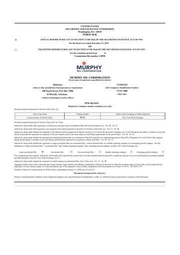 Thumbnail Murphy Oil
 10-K Annual Report 2019