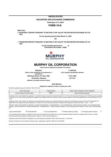 Thumbnail Murphy Oil
 10-Q Quarterly Report FY2020 