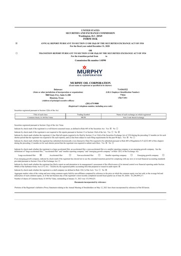 Thumbnail Murphy Oil
 10-K Annual Report 2020