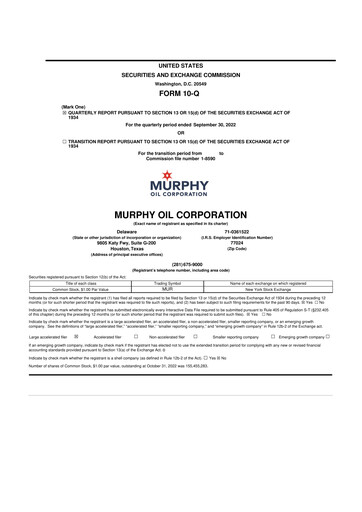 Thumbnail Murphy Oil
 10-Q Quarterly Report FY2022 