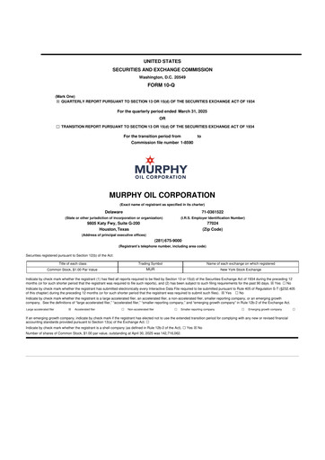 Thumbnail Murphy Oil
 10-Q Quarterly Report FY2025 