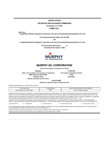 Thumbnail Murphy Oil
 10-Q Quarterly Report FY2025 