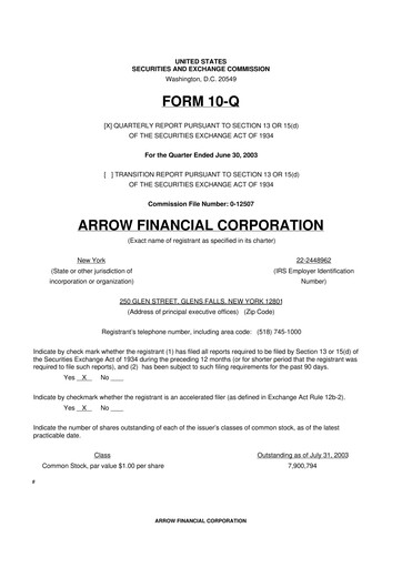 Miniature Arrow Financial 10-Q Rapport trimestriel  