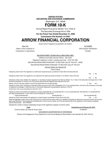 Thumbnail Arrow Financial 10-K Annual Report 