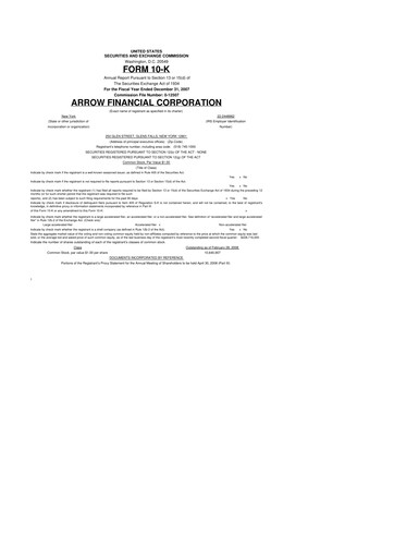 Thumbnail Arrow Financial 10-K Annual Report 
