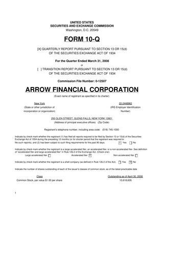 Miniature Arrow Financial 10-Q Rapport trimestriel  
