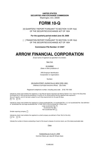 Miniature Arrow Financial 10-Q Rapport trimestriel  