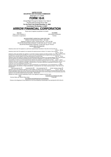 Thumbnail Arrow Financial 10-K Annual Report 