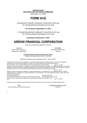 Miniature Arrow Financial 10-Q Rapport trimestriel  