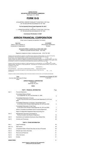 Miniature Arrow Financial 10-Q Rapport trimestriel  