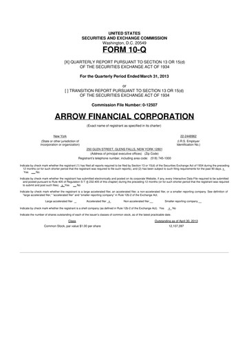 Miniature Arrow Financial 10-Q Rapport trimestriel  