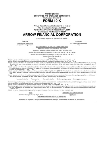 Thumbnail Arrow Financial 10-K Annual Report 