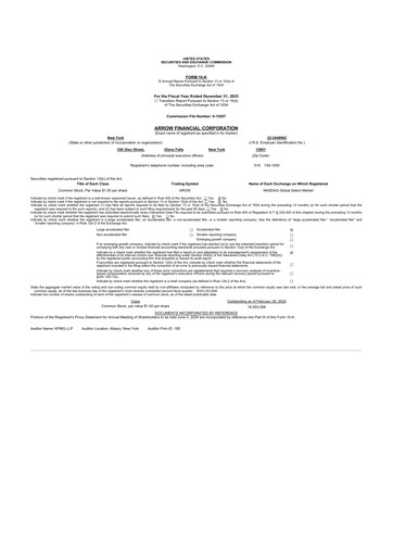 Thumbnail Arrow Financial 10-K Annual Report 2023