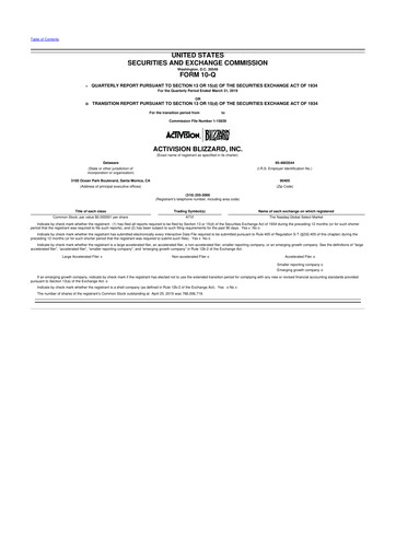 Thumbnail Activision Blizzard 10-Q Quarterly Report FY2019 