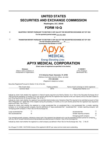 Thumbnail Apyx Medical 10-Q Quarterly Report FY2022 