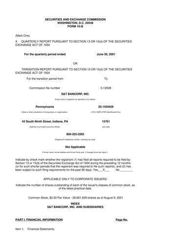 Thumbnail S&T Bancorp 10-Q Quarterly Report FY 