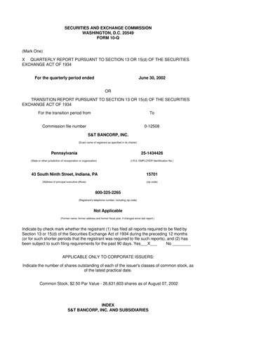 Thumbnail S&T Bancorp 10-Q Quarterly Report FY 