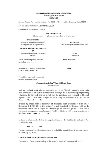 Thumbnail S&T Bancorp 10-K Annual Report 