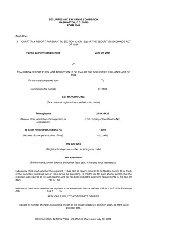 Thumbnail S&T Bancorp 10-Q Quarterly Report FY 