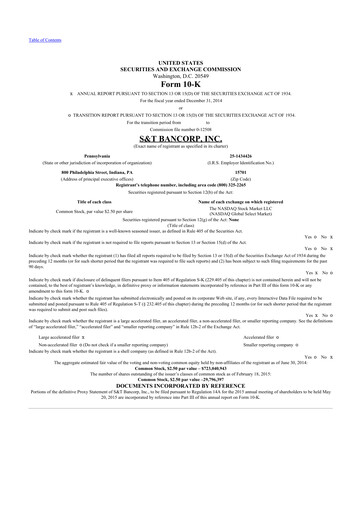 Thumbnail S&T Bancorp 10-K Annual Report 2014