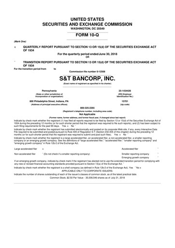 Thumbnail S&T Bancorp 10-Q Quarterly Report FY2018 