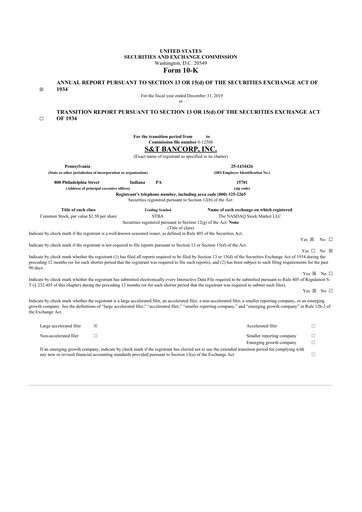 Thumbnail S&T Bancorp 10-K Annual Report 2019