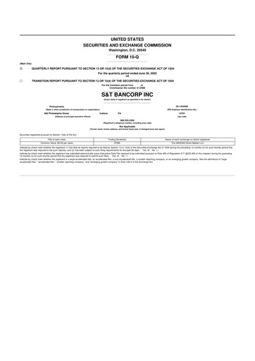 Thumbnail S&T Bancorp 10-Q Quarterly Report FY2020 