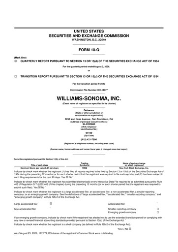 Thumbnail Williams-Sonoma 10-Q Quarterly Report FY2026 