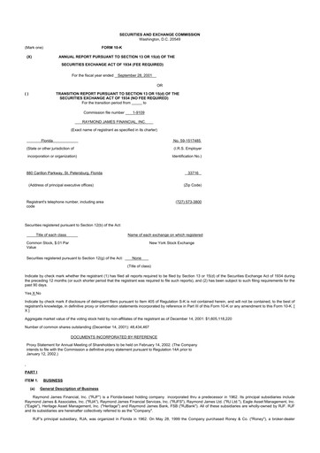 Miniature Raymond James Financial 10-K Rapport annuel 