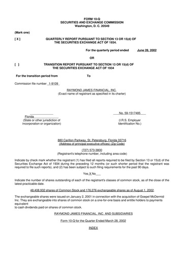 Thumbnail Raymond James Financial 10-Q Quarterly Report FY 