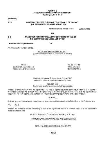 Thumbnail Raymond James Financial 10-Q Quarterly Report FY 