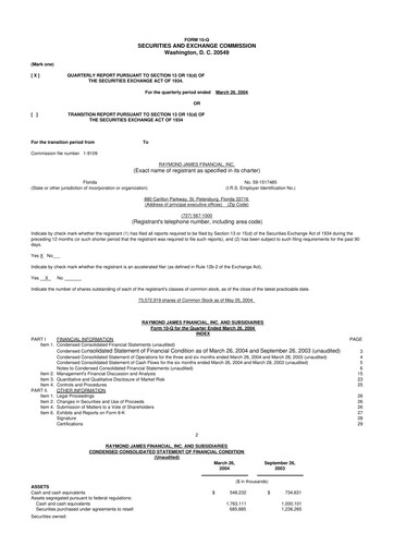 Thumbnail Raymond James Financial 10-Q Quarterly Report FY 
