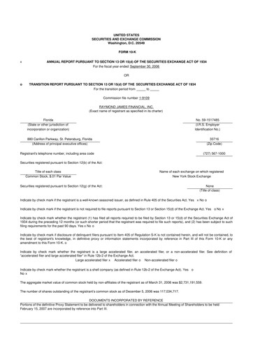 Miniature Raymond James Financial 10-K Rapport annuel 