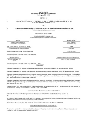 Miniature Raymond James Financial 10-K Rapport annuel 