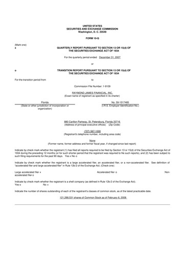 Thumbnail Raymond James Financial 10-Q Quarterly Report FY 