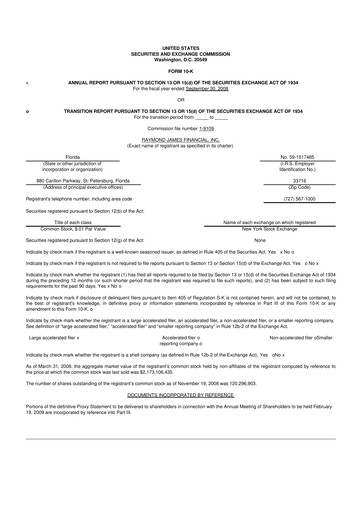 Miniature Raymond James Financial 10-K Rapport annuel 