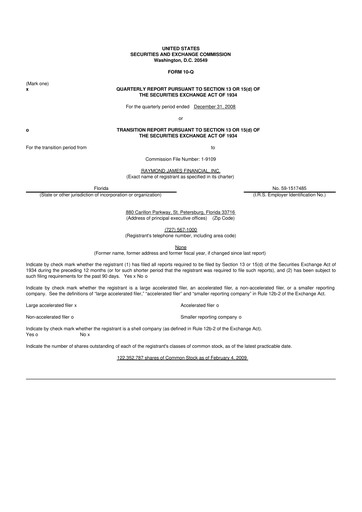 Thumbnail Raymond James Financial 10-Q Quarterly Report FY 