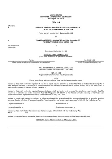 Thumbnail Raymond James Financial 10-Q Quarterly Report FY 