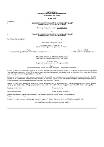 Thumbnail Raymond James Financial 10-Q Quarterly Report FY 