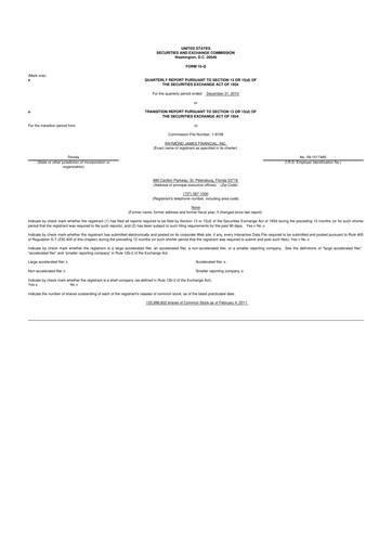 Thumbnail Raymond James Financial 10-Q Quarterly Report FY 