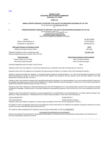 Miniature Raymond James Financial 10-K Rapport annuel 